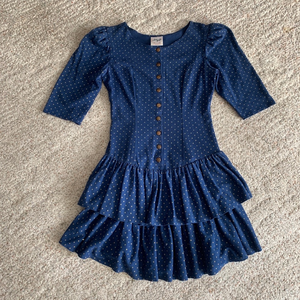 Robin Gayle polka dot drop waist dress size 7